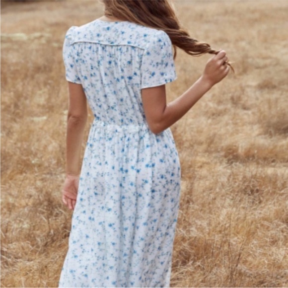 Christy Dawn Women’s Sebastian Floral Midi Dress in Black Wild Flower sz Large - Picture 2 of 9